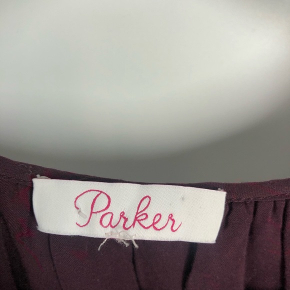 Parker Embroiderd Blouson Plum Wine Dress szM - Picture 3 of 4